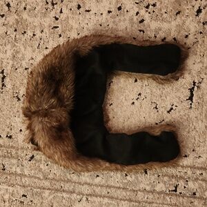 Boys trapper hat (brown and tan) sized for a toddler, faux fur